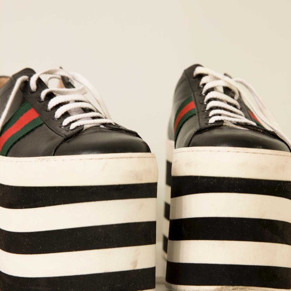Gucci Black and White Platform Sneakers